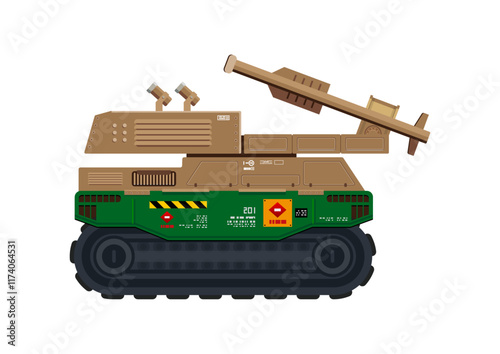 Missile vehicle military weapon rocket launcher vector illustration