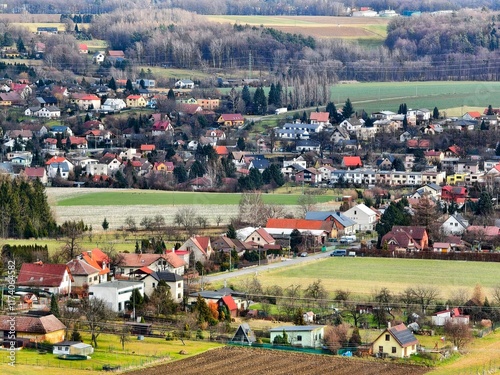 view of family houses in the village of Palkovice photo