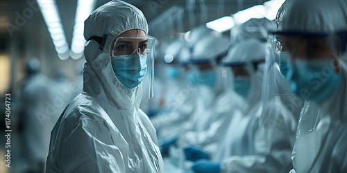 Scientist in Lab Wearing Protective Gear, Focused on Advanced Research and Safety Protocols

