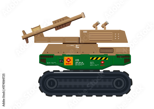 Missile vehicle military weapon rocket launcher vector illustration