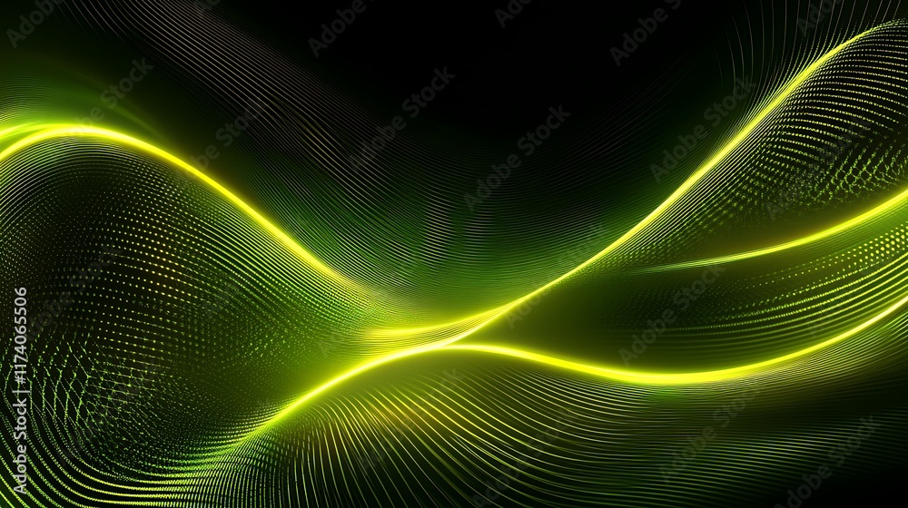 Abstract Green Wave Lines Digital Art Design Abstract Green Wave Lines Digital Art Design