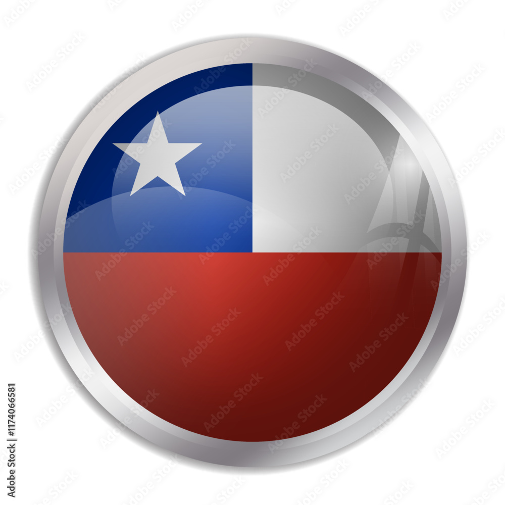 Chile flag - glossy circle button displays a colorful flag representing a country cultural identity and heritage. The essence of national pride and unity. Chile flag - glossy circle button displays a colorful flag representing a country cultural identity and heritage. The essence of national pride and unity.
