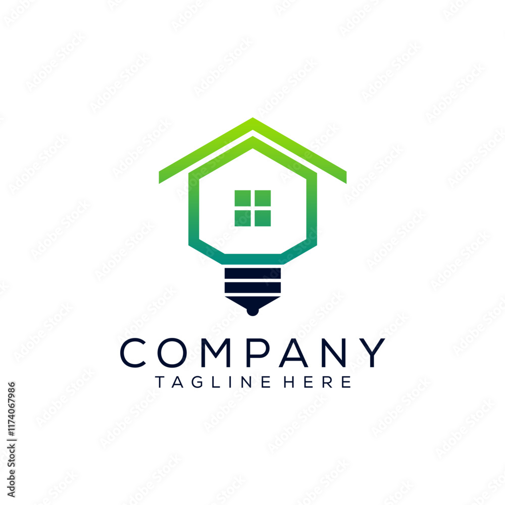 Light bulb with house logo design vector illustration Light bulb with house logo design vector illustration