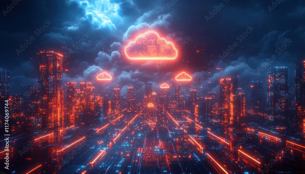 Fototapeta premium Cost Efficiency in Cloud Computing Resource Optimization Pay-Per-Use Pricing Financial Management