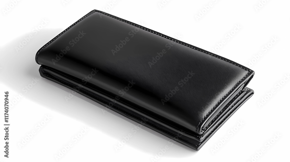 Sleek Black Wallet Displayed on Clear White Background Sleek Black Wallet Displayed on Clear White Background