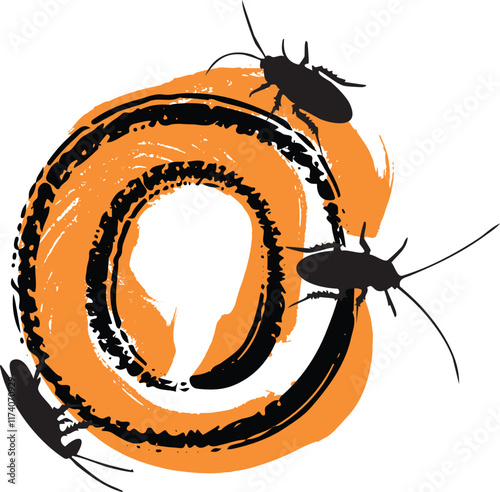 Letter o filled with cockroaches and bugs.