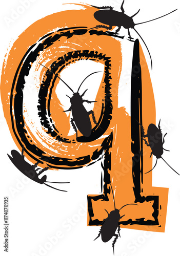 Letter q filled with cockroaches and bugs.