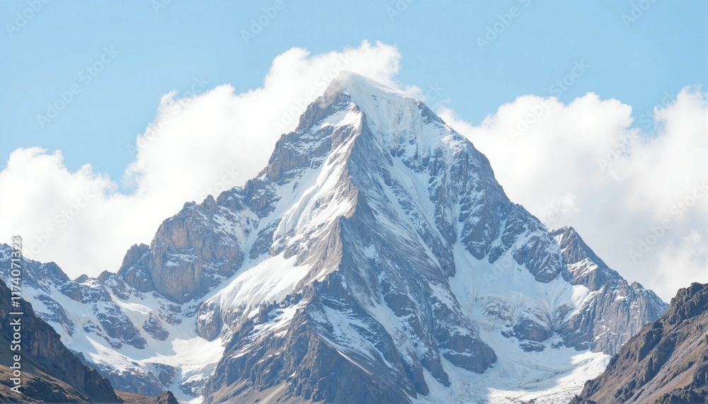 Obraz premium Majestic alpine mountain peak under clouds, national park beauty