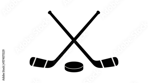 Outline Design of Crossed Hockey Sticks with Centered Puck