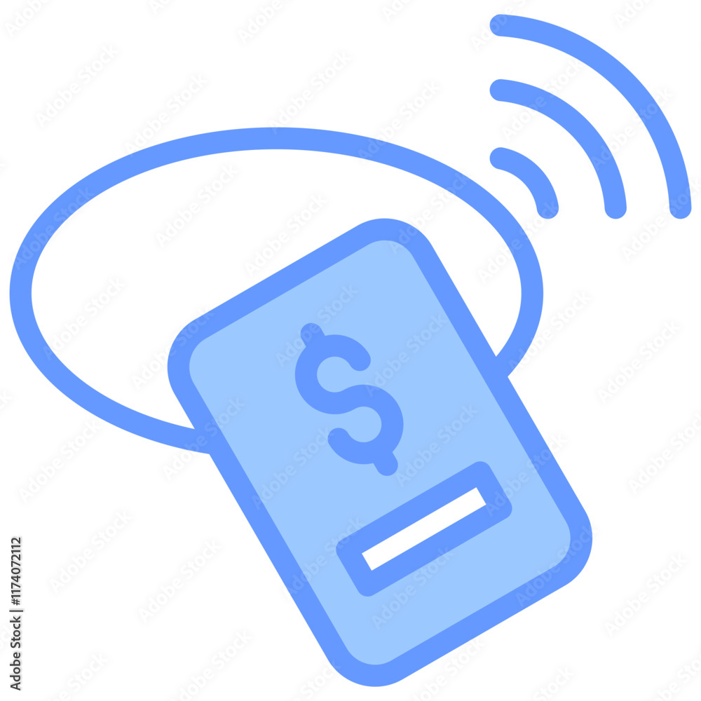 Contactless Icon Line Blue Style Contactless Icon Line Blue Style