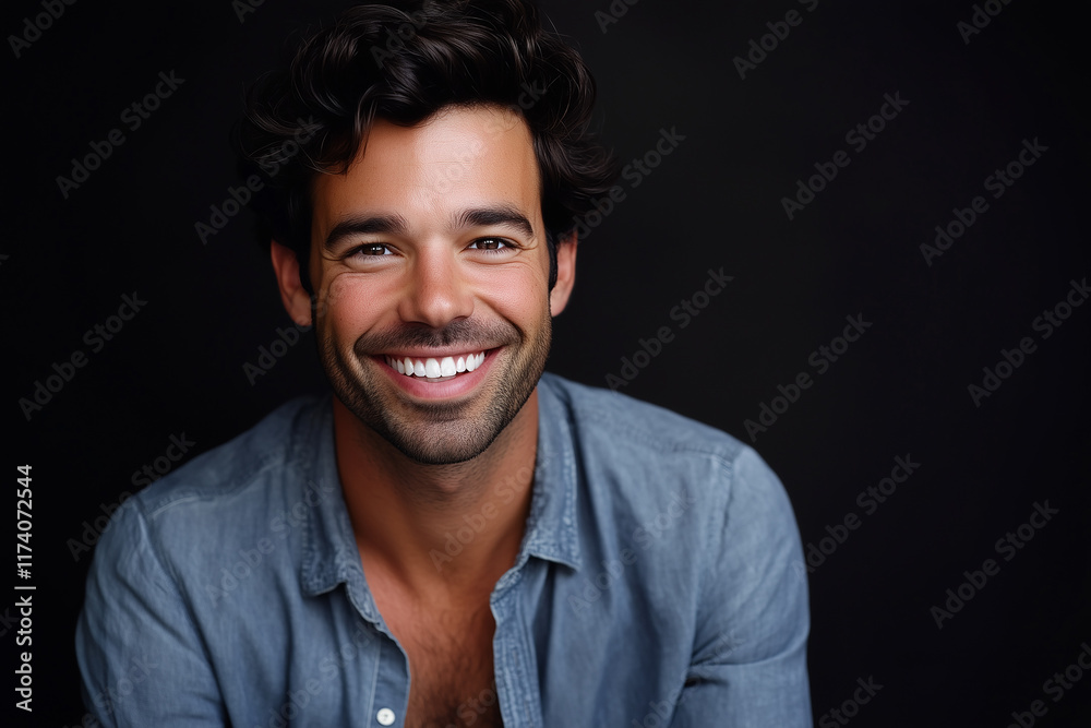 Obraz premium Smiling handsome man. Generative Ai.