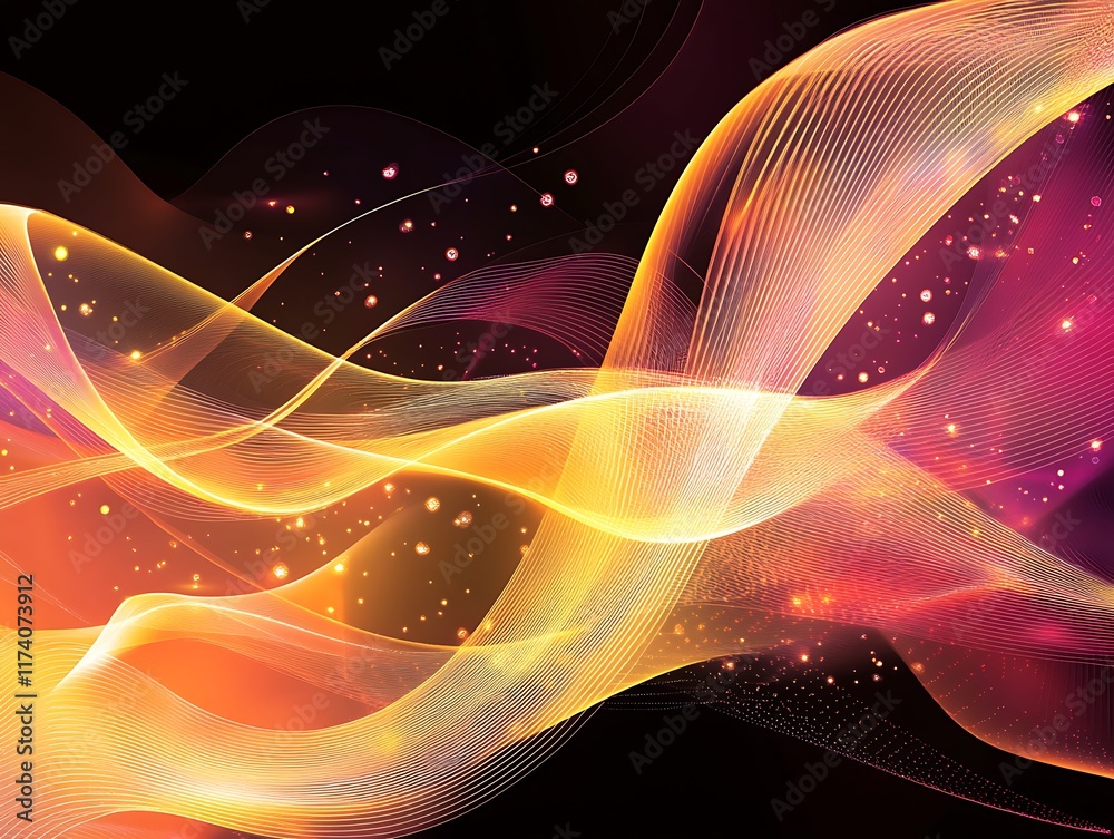 Fototapeta premium Abstract Orange and Pink Wave Light Design