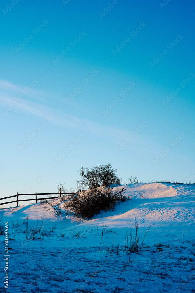 Fototapeta premium Landscape of rural Toten, Norway, in January 2025.