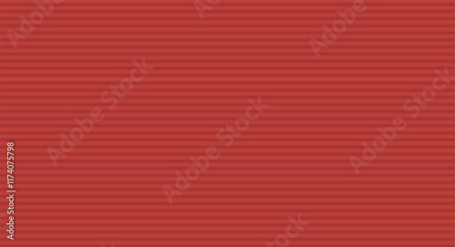 Background red horizontal stripes corrugated pattern. Vector red metal horizontal lines wall. Plastic home siding texture. Iron roof tile sheet. Warehouse wall. Realistic wavy floor seamless pattern. 
