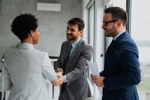 Business people make a new business deal