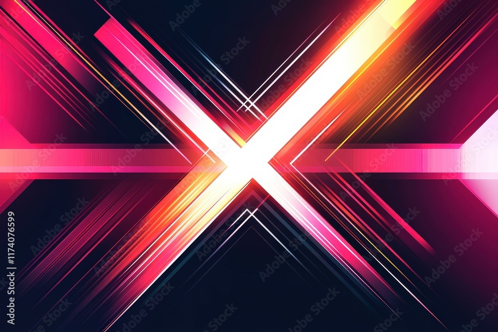 Abstract Dynamic Neon X Light Speed Lines Design