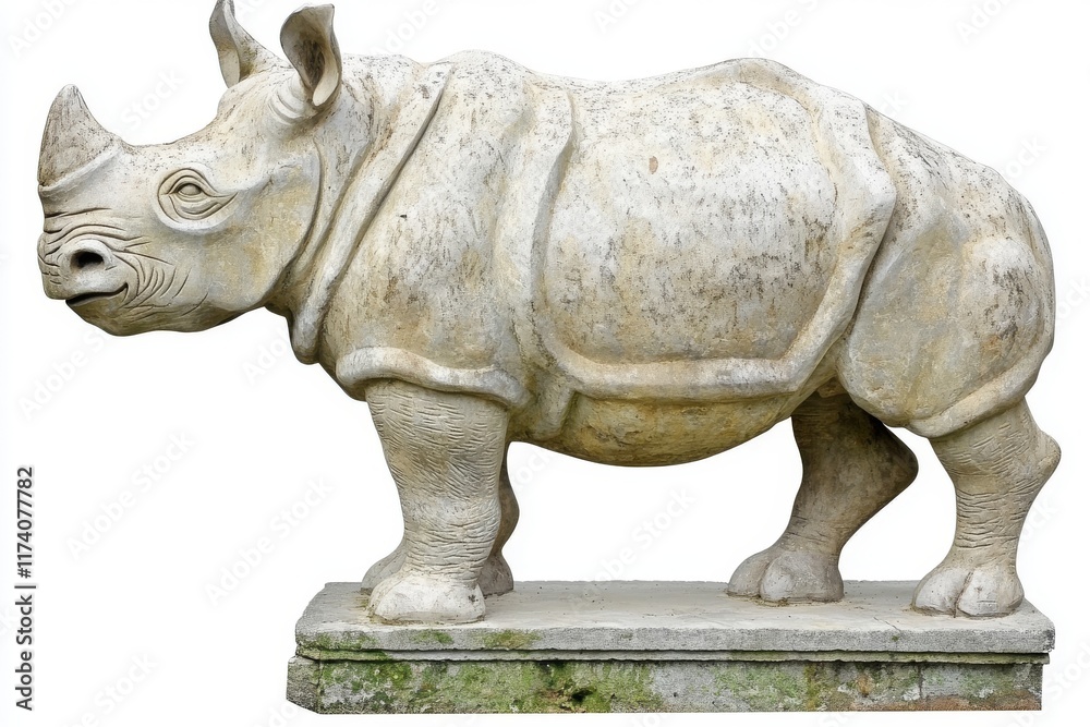 Obraz premium White rhinoceros isolated on a transparent background in PNG format