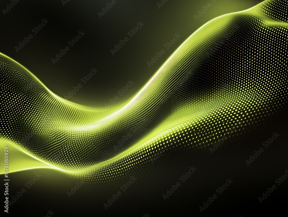 Fototapeta premium Abstract Green Wave of Light Dots Pattern