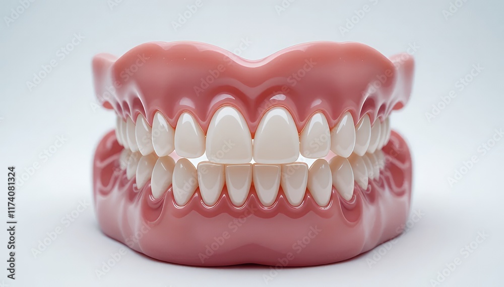 Obraz premium Perfect White Teeth: 3D Model of Human Jaws with Healthy Gums for Dentistry, Oral Care, and Medical Illustrations