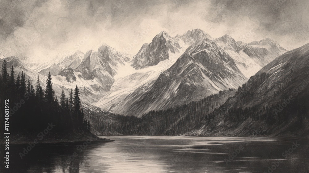 Majestic Mountains Reflecting in a Calm Lake Majestic Mountains Reflecting in a Calm Lake