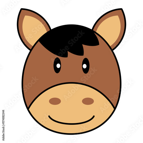 Brown Horse Cartoon Farm Animal Illustration