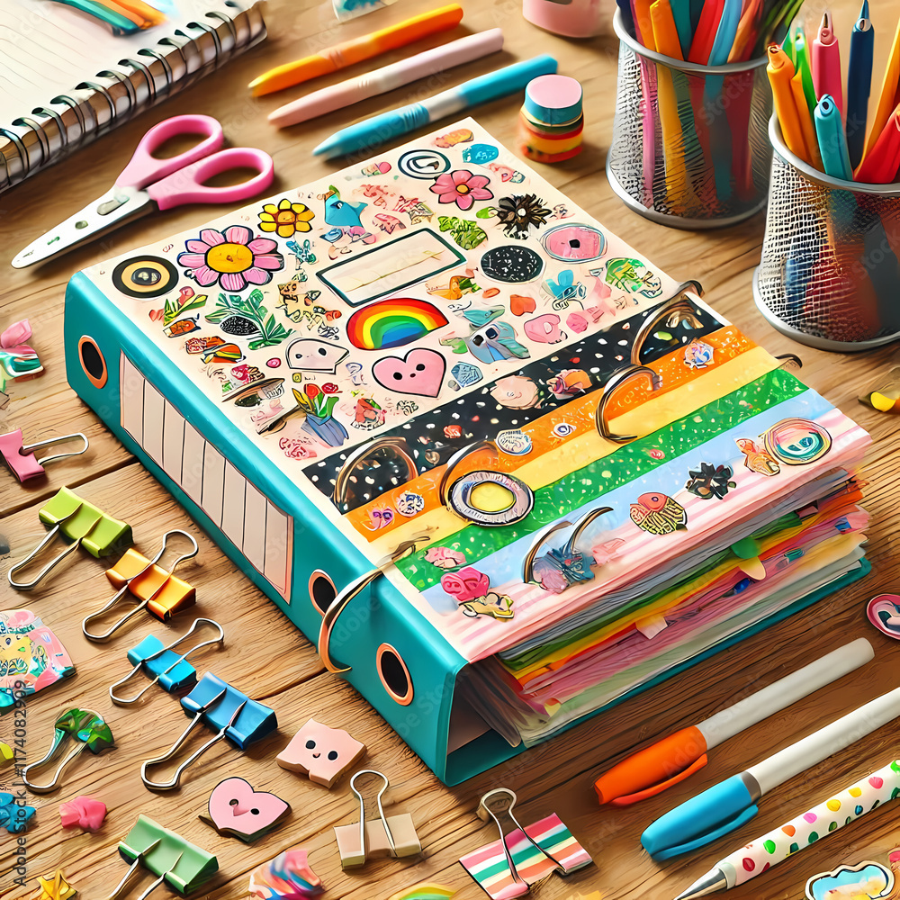 Fototapeta premium Organized Learning: A Collection of Notebooks Perfect for Writing, Studying, and Achieving Your Academic Goals