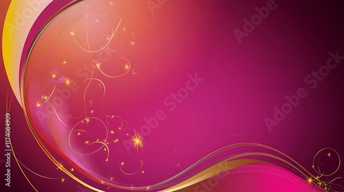 Abstract Pink Gold Swirls Design With Stars
