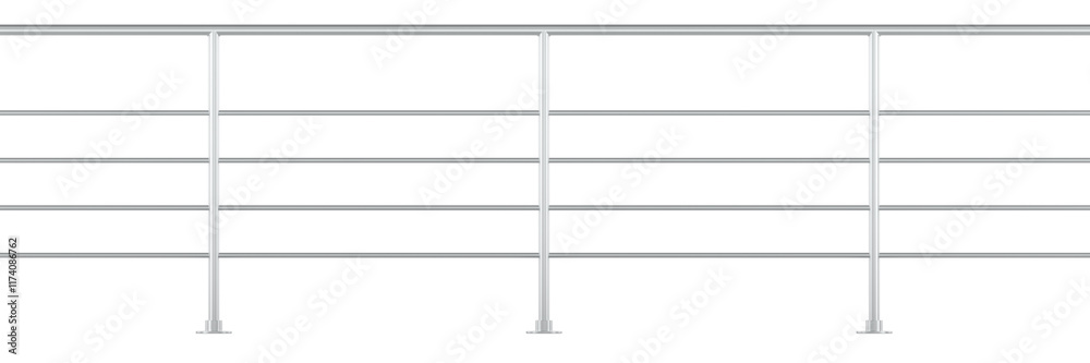 Metal fence with rails. Steel balcony with balustrades. 3D rendering isolated on transparent background Metal fence with rails. Steel balcony with balustrades. 3D rendering isolated on transparent background