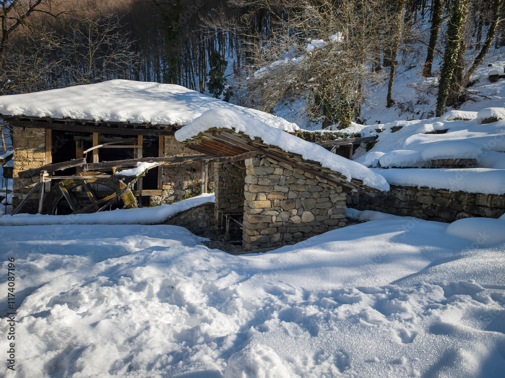 Winter view of Ethnographic village Etar (Etara), Bulgaria Winter view of Ethnographic village Etar (Etara), Bulgaria