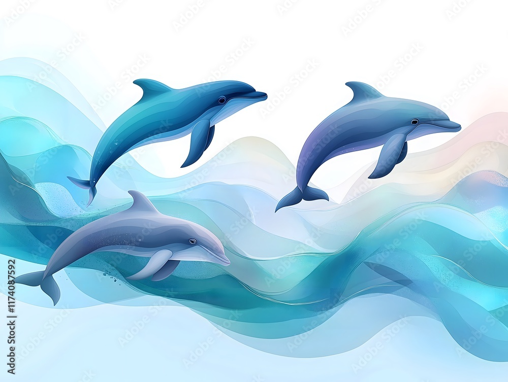 Gradient Pattern of Whales and Dolphins in Abstract Waves Gradient Pattern of Whales and Dolphins in Abstract Waves