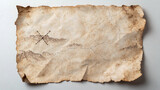Ancient treasure map with mountains and paths on aged parchment