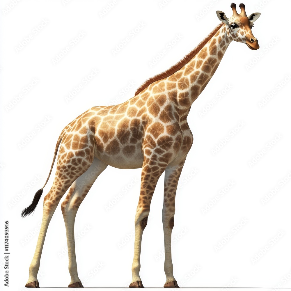 Obraz premium PNG of a giraffe set against a transparent background, generated by AI