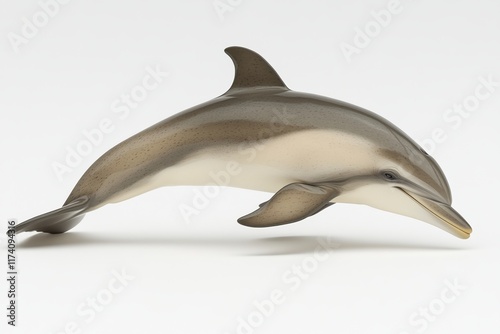 Cute dolphin jumping, presented as an isolated image on a white background. PNG. Stock photo