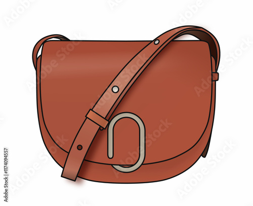 A brown purse with a silver clip on the strap. The purse is made of leather and has a gold clasp. The purse is designed to be both stylish and functional