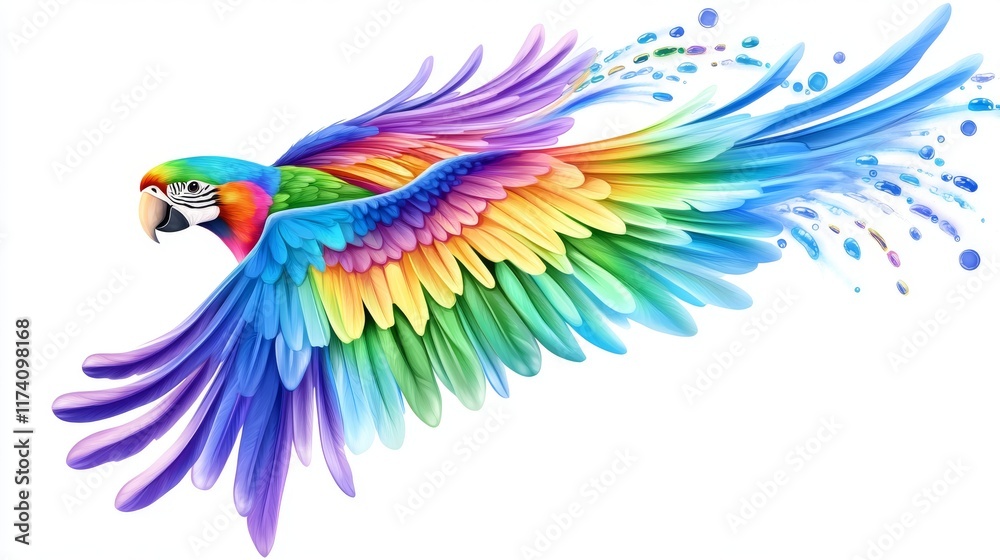 Fototapeta premium Macaw Parrot Flying on Transparent Background