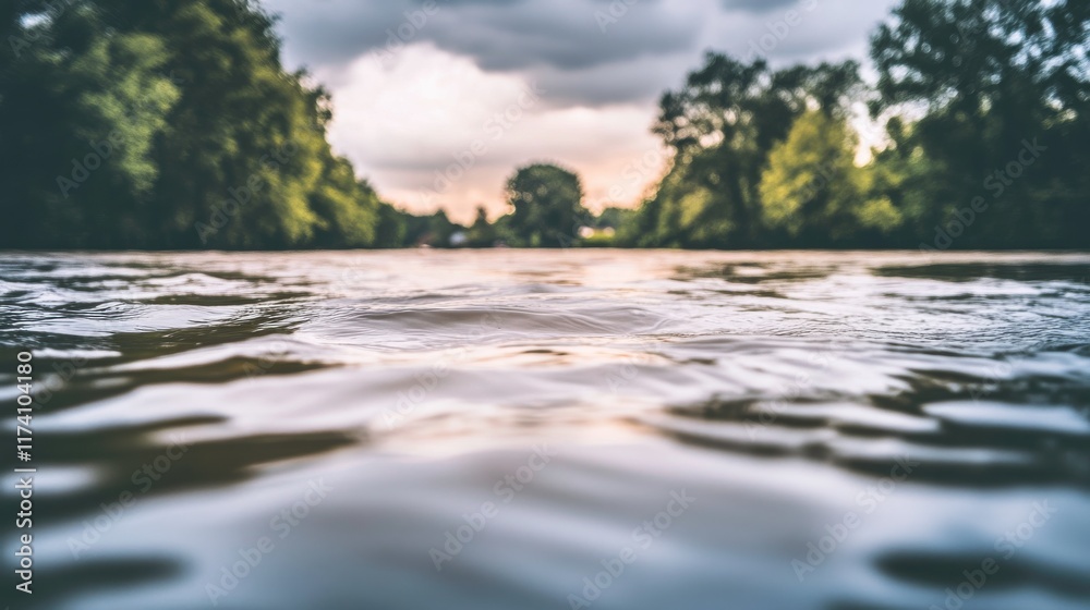 Fototapeta premium Rising Waters Threaten Farmland and Homes During Storms