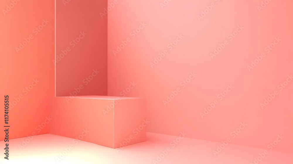 Fototapeta premium Minimalist Coral Room Corner with Platform