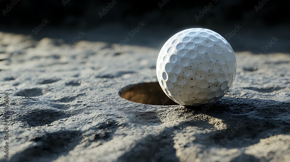 Golf Ball Near the Hole: A Close-Up Shot Golf Ball Near the Hole: A Close-Up Shot