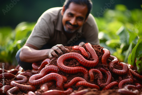 Behold magnificent and indispensable role of soil worm, a humble creature whose presence enlivens very essence of earth, as it tirelessly toils to aerate soil, cycle nutrients, and nurture flourishing photo