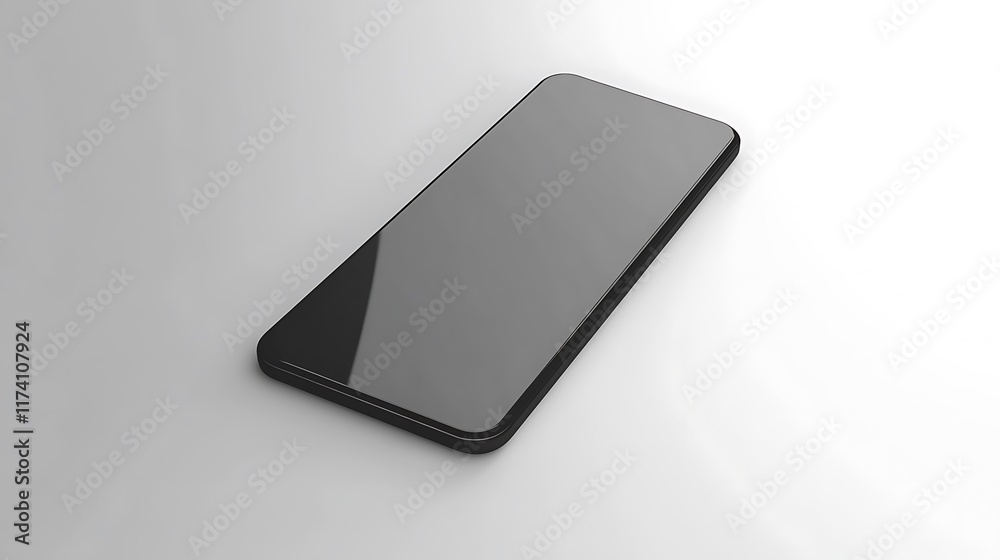 A sleek black smartphone rests on a white surface A sleek black smartphone rests on a white surface