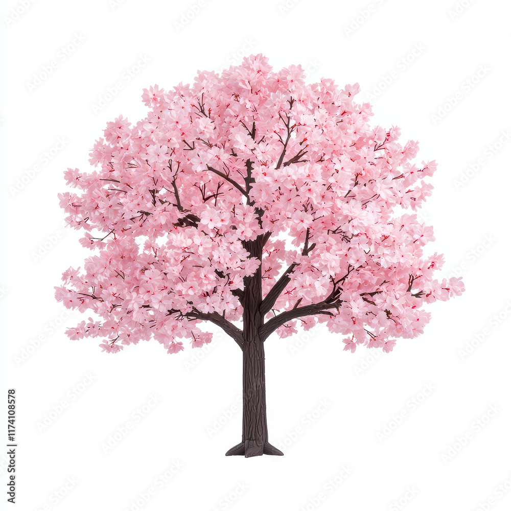 Fototapeta premium beautiful pink tree with blossoms isolated on white background
