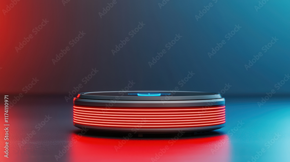 Futuristic device with glowing lights on sleek surface, showcasing innovation Futuristic device with glowing lights on sleek surface, showcasing innovation