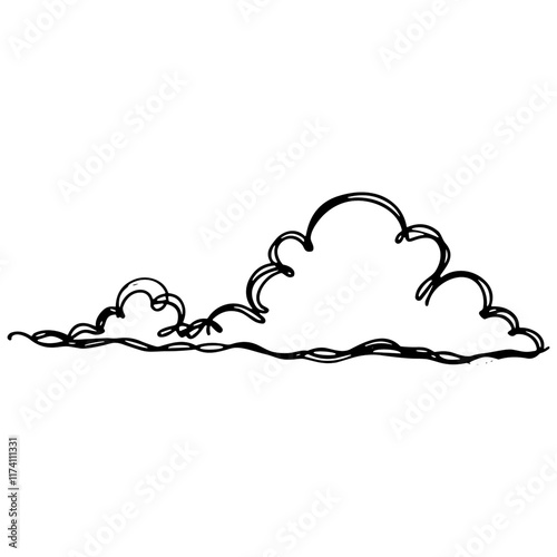 Minimalistic black ink cloud drawing on white background, simplicity