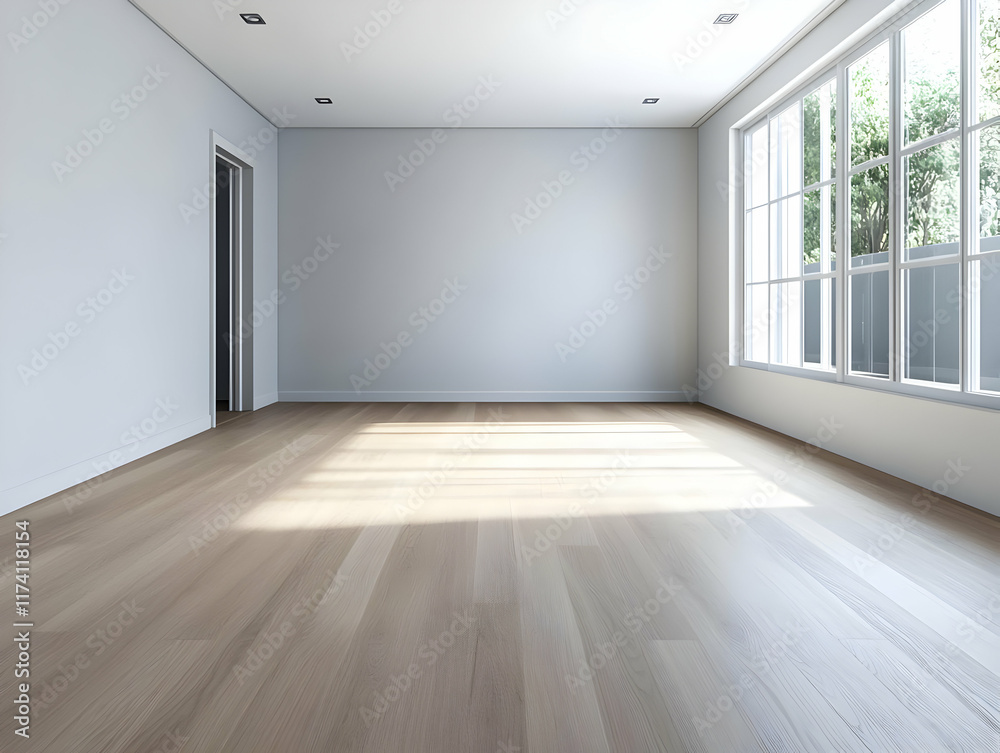 Empty Room 3D Render Light Wood Floor Empty Room 3D Render Light Wood Floor