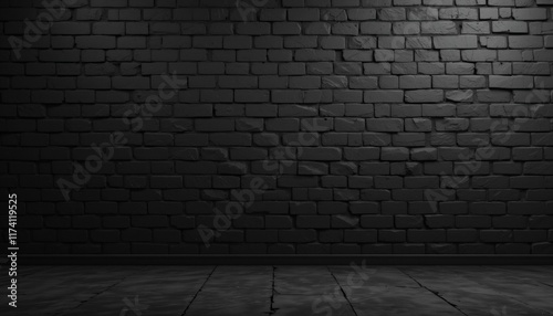 Textured Black Brick Wall Background Generative AI