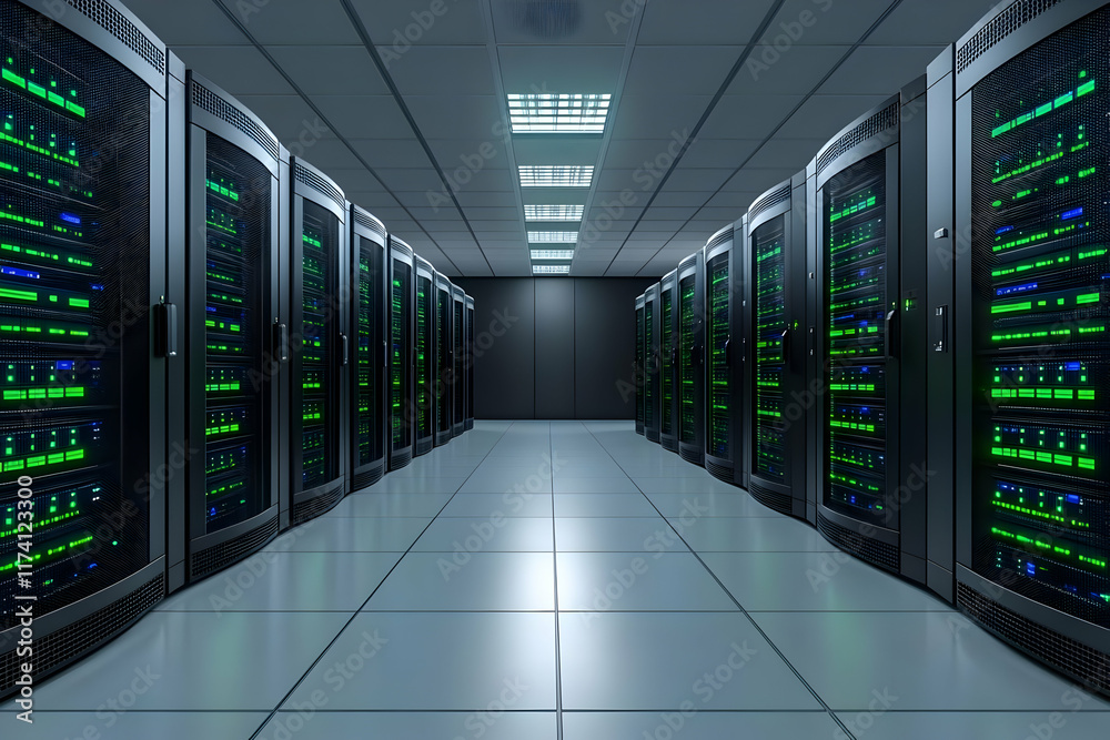 3D Server Room Illustration
