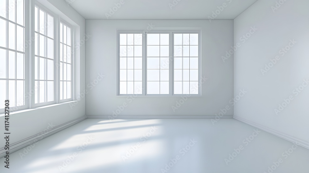 Obraz premium A simple, uncluttered room with a clean, white interior design