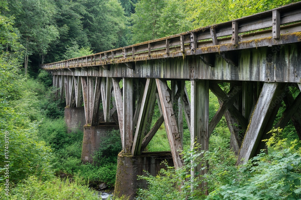 Old wooden bridge, forest ravine, summer, nature, travel Old wooden bridge, forest ravine, summer, nature, travel