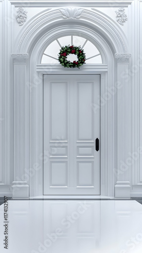 Elegant White Door 3D Render photo