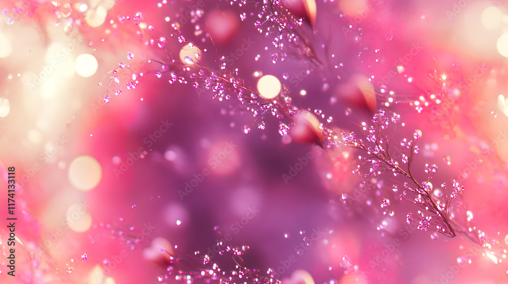 radiant pink bokeh background featuring delicate floral elements